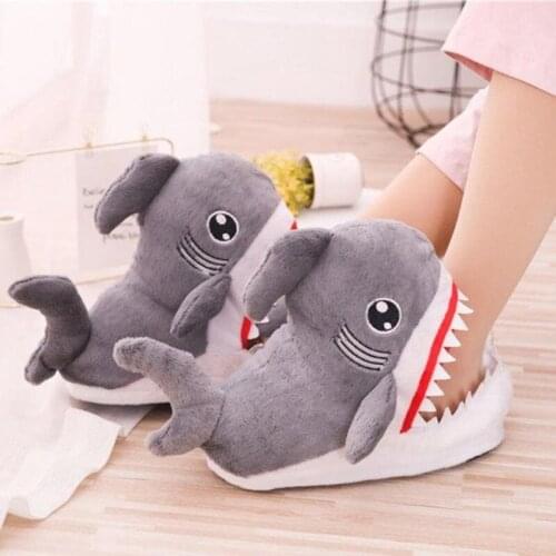 Cartoon Shark Funny Shoes Girls Lovely Indoor Slippers Ladies Home Shoes 2021 Fashion Plush Warm Slippers Women Winter Shoes