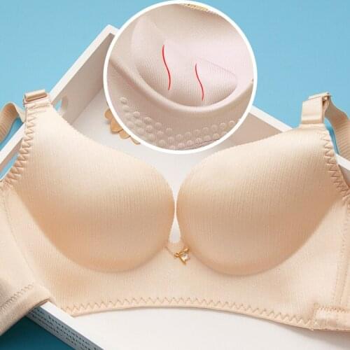 Thin and thick No trace Receive accessory bra Ring-free wire drawing Underwear girl Thickening of small chest Gather together