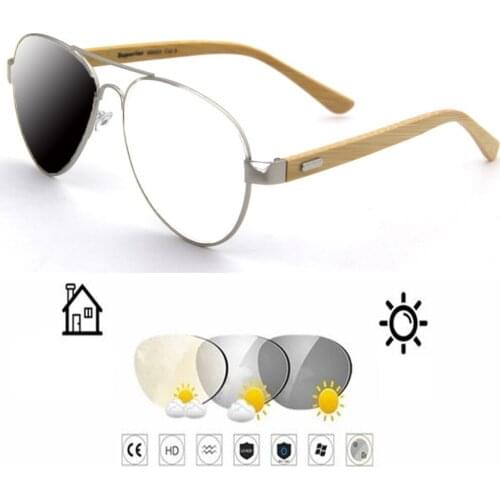 Pure Natural Bamboo Wood Comfortable Photochromic Grey Reading Glasses +0.75 +1 +1.25 +1.5 +1.75 +2 +2.25 +2.5 +2.75 To +4