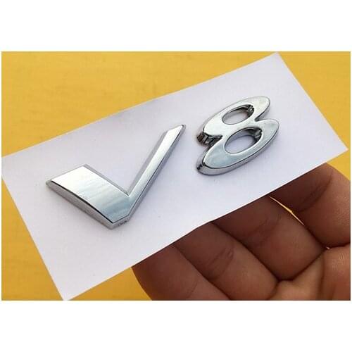 V8 3D Auto Stickers Meta Shape Chrome Badge Emblem Decal Motorcycle Modified Car Accessories
