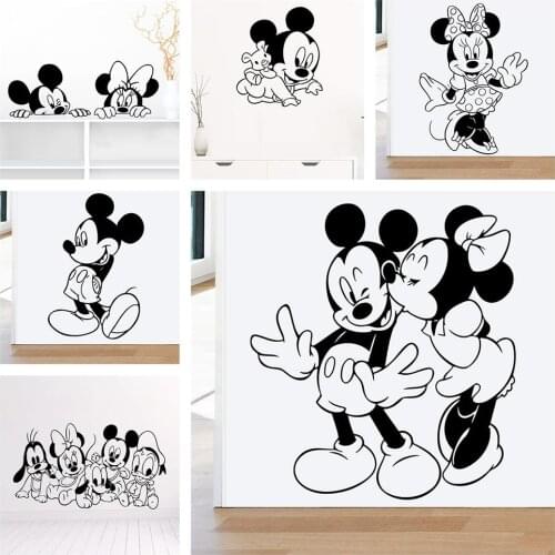 Cartoon Disney Mickey Minnie Wall Stickers Self Adhesive Wallpaper Vinyls Decals On Wall For Home Decor Kids Bedroom Decoration