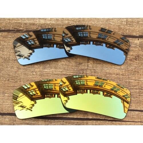 Vonxyz 2 Pairs Chrome Mirror & 24K Mirror Polarized Replacement Lenses for-Oakley Gascan Frame
