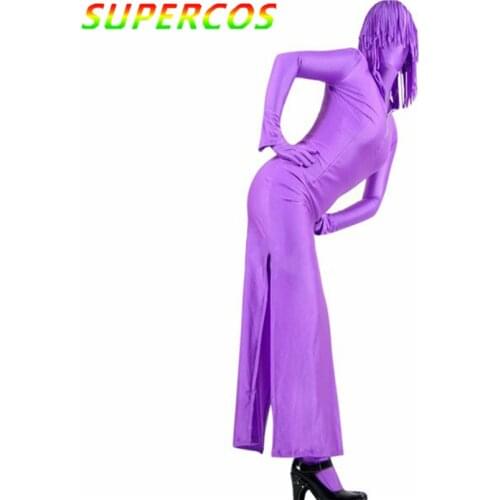 High Quality Halloween Carnival Party Purple Two-Piece Zentai Suit With Dress And Pants