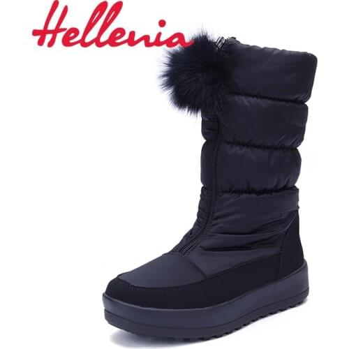 Hellenia Snow Boots 2018 Brand Women Winter Boots Shoes Waterproof Ankle Warm Fur Winter Round Toe Ladies shoe Casula Footwear