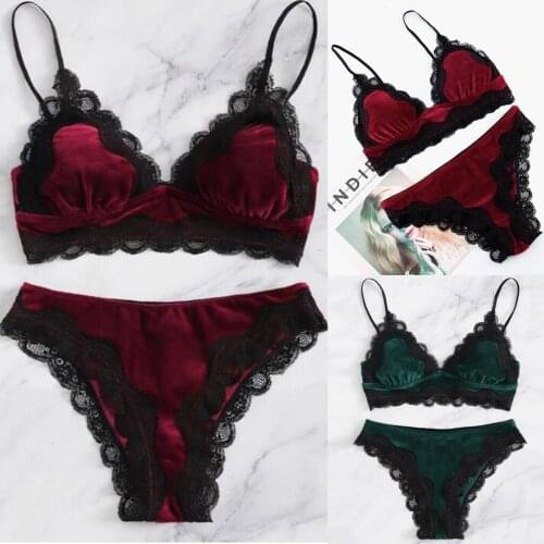 Ladies sexy lace lingerie set Ladies flannel sexy lace velvet lingerie set solid color sling lingerie lace set белье женско 40