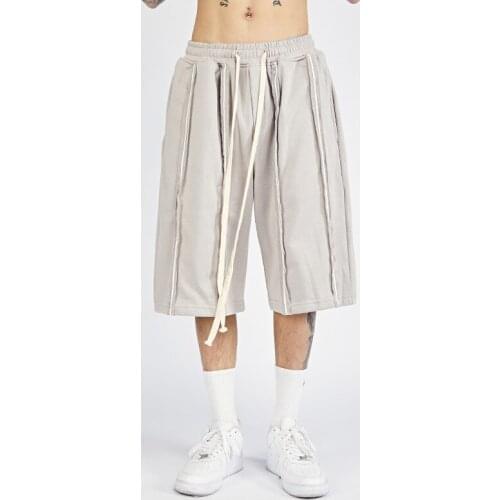 Japanese Streetwear Shorts Baggy Men Hip Hop Anti-Crop Design Edge Jogger Shorts Oversized Casual Shorts Man Green Gray Orange