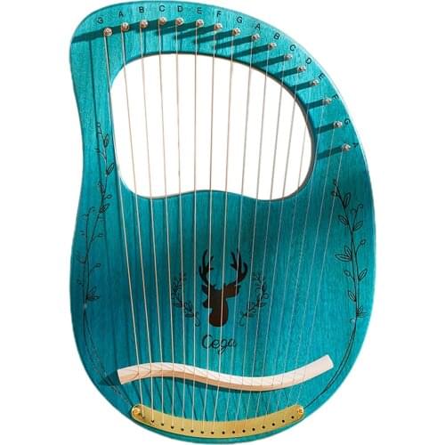 16 Strings Wooden Mahogany Lyre Harp Musical Instrument Stringed Instrument Lyre Harp with Tuning Tool for Beginner