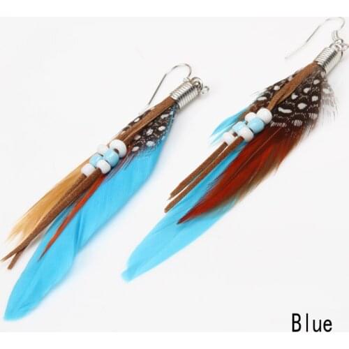 2018 Summer Style Chic Womens Jewelry Handmade Earrings Goose Feather Dangle Hook Eardrop