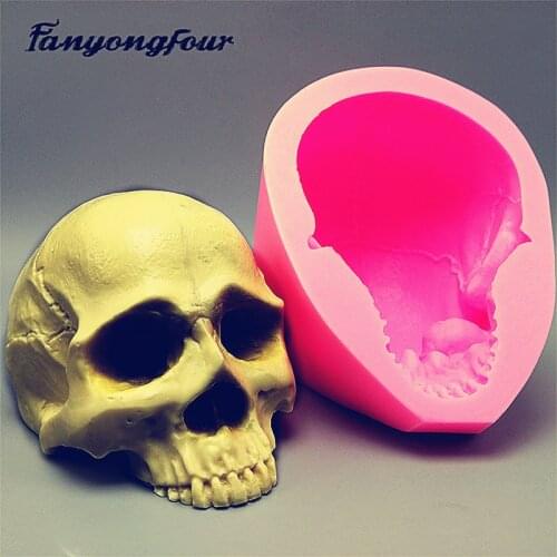 Skull 3D silicone mold fondant cake mold resin plaster chocolate candle candy mold free shipping