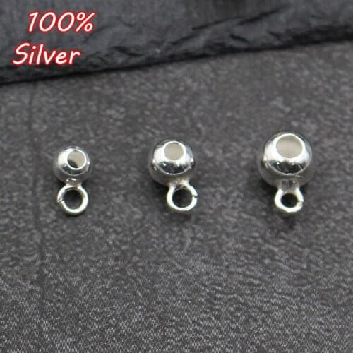 4pcs 925 Silver Color Fashion 4 5 6mm Spaced Beads DIY Men and Womens Bracelet Necklace Anklet Jewelry Accessories Making