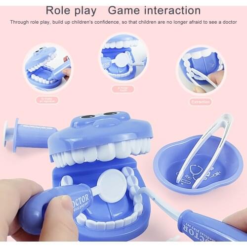 9Pcs/set For Doctors Role Play Children Doll Toys Kids Pretend Play Squeeze Toy Dentist Check Teeth Model For Kids Girl Boy Gift