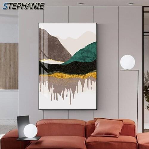 Abstract Golden Moutain Canvas Painting Modern Landscape Posters Prints Artistic Wall Picture for Living Room Fashion Home Decor