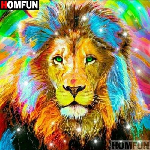 Homfun Full Square/Round Drill 5D DIY Diamond Painting "Cartoon lion" 3D Embroidery Cross Stitch Home Decor Gift A12987