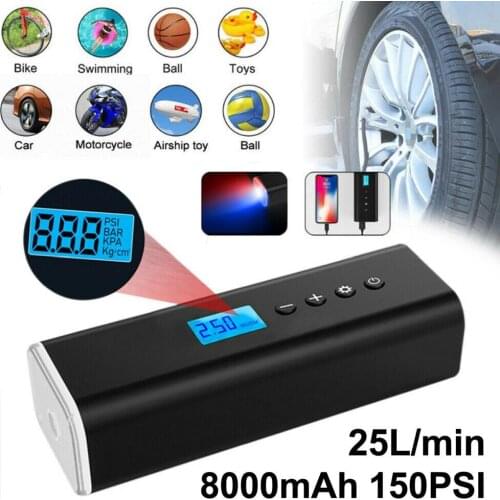 Car Air Pump Tyre Compressor Portable Electric LCD Wireless Tire Inflatable Deflate Inflator for Motorcycle/Bicycle/Baketball