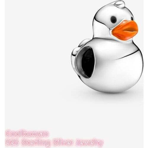 2021 Autumn Original 100% 925 Sterling Silver Polished Rubber Duck Charm beads Fits Pandora bracelets Jewelry Making