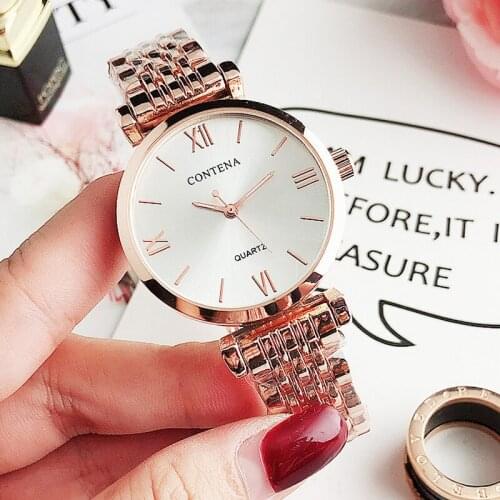 Relogio Feminino CONTENA Rose Gold Watch Women Watches 2021 Famous Luxury Top Brand Ladies Watches montre femme zegarki damskie