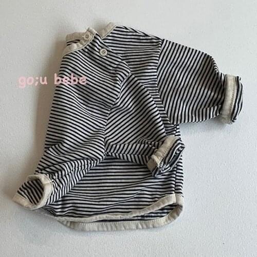 Infant Cotton Soft Striped T-shirt Baby Buttons down round Neck Base Shirt girls tops girls shirt fashion clothes