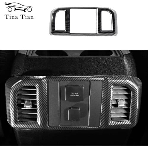 For Ford F150 RAPTOR 2017-2019 2018 XLT Auto parts ABS Carbon Fiber colour Central Armrest Console Panel Vent Outlet Cover Trim
