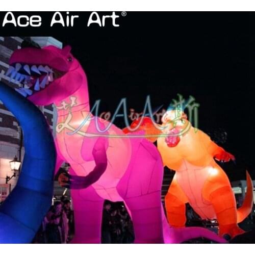 Giant Advertising animal lighting Inflatable Tyrannosaurus rex dinosaur with air blower for event