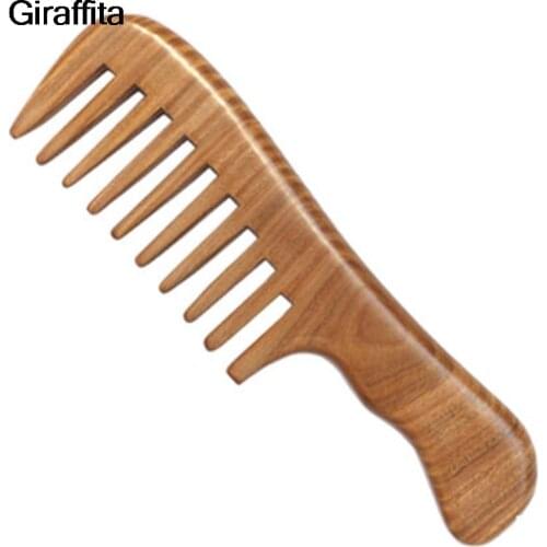 1Pcs Fashion Handmade Wooden Sandalwood Hair Combs Anti-static Head Massager Wide Tooth Comb for Hair Styling Tools