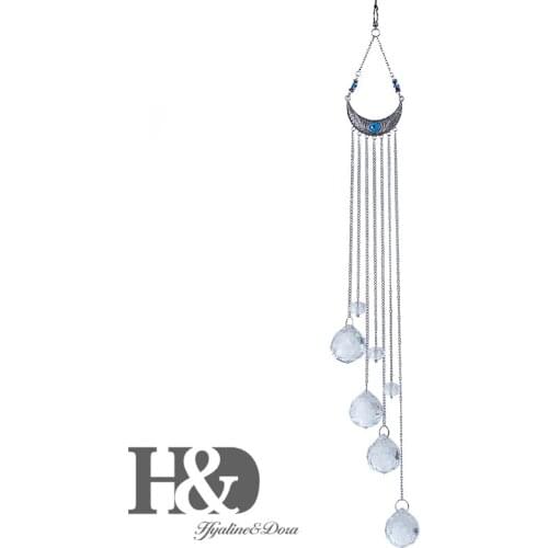 H&D Hanging Handmade Lucky Blue Evil Eye Charm Rainbow Maker Crystal Pendant Ball Prisms Pendant Window Ornaments