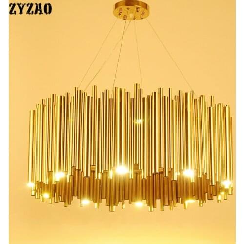 Italy Designer Gold Delightfull Chandelier Lighting Aluminum Alloy Tube Suspension Luminaire Project Lamp Metal Light Fixtures