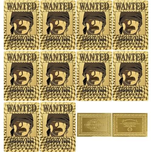 10 Piece Art Craft Card One Piece Wanted Card Anime Zoro Childrens Gift Toys Art Ornament
