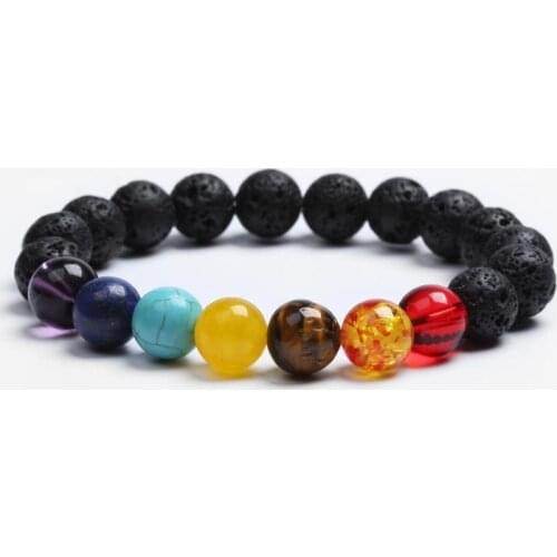 Meajoe 10mm Seven Chakra Yoga Bracelets 10 Models Available Round Chain Beads Bracelets Jewelry For Women Friend Gift