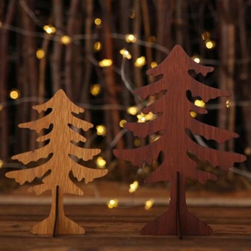 Miniature fairy garden DIY Wooden Christmas Tree home decoration accessories home desk room decor 2020 Happy New Year gift