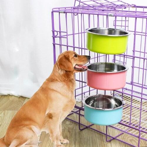 Pet Feeding Bowl Stainless Steel Hanging Bowls Fix In Pet Nest Cage Dog Bowl Pet Cat Food Water Feeders Hanging Cage Square Bowl