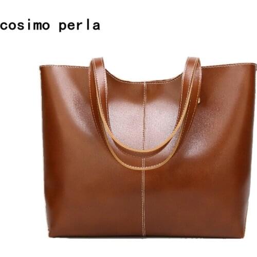 2020 New Fashion Designer Winter Womens bag Brown Purses Handbags European Shoulder Bags Retro oil wax Leather Big Totes Bag