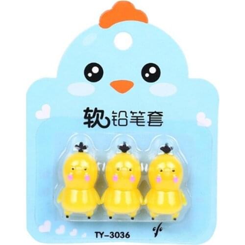 1 Set Cartoon Soft Silicone Pencil Caps Pencil Extender Pencil Cover Protection Pencil Cap Student Writing Stationery Supplies