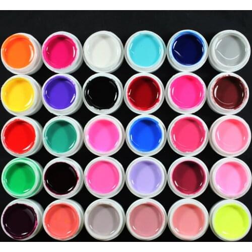 30 Pcs Solid Color UV Builder pure Gel Set False Full French Tips Nail Art Salon #Pure30C