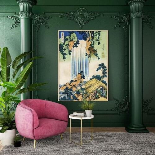 Japanese Style Posters Retro Waterfall Scenery Canvas Painting Country Lifestyle Wall Art Prints Pictures for Living Room Decor