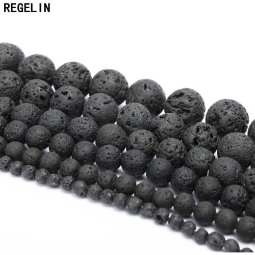 REGELIN Colorful Volcanic Lava Stone Round Loose beads Natural Stone Rock Ball DIY For Jewelry Bracelet/Necklace Making Gift