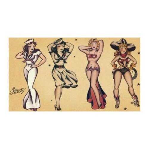 24style Sailor Jerry Tattoo Art Film Print Silk Poster for Your Home Wall Decor