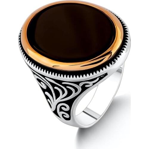 Victorian Men Silver Ring Oval Red Agate Stone Handmade Silver Ring with Ottoman Motif