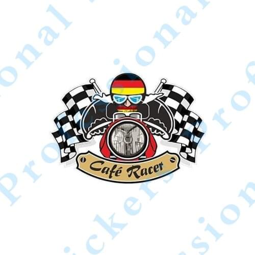 Hot Retro Cafe Racer Ton Up British Motorcyclist & Checkered Flags Design Vinyl Sticker for Helmet Bicycle Car Sticker