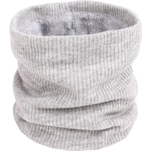 2020 Winter Women Plus Velvet Ring Scarves Men Warm Knitted Thick Elastic Knit Mufflers Neck Warmer Boy Girl Plush Scarf Collar