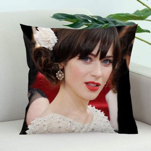 Zooey Deschanel Pillow Cover Bedroom Home Office Decorative Pillowcase Square Zipper Pillow Cases Satin Soft