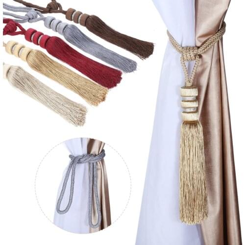 2pcs Hanging Ball Tassels Curtain Rope Diamond Decor Tieback Hand Braided Buckle Drapery Heavy Duty 76cm Gray/Brown/Red/Bronze