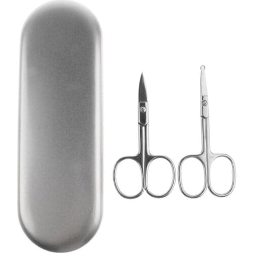 2 Pieces Steel Eyebrow Nose Hair Removal False Eyelashes Trimmer Scissors