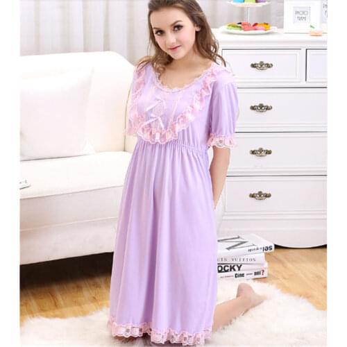 2022 Modal Free Shipping EUROPE Style Nightgown Princess Nightdress Royal Ladies Sleepwear Women nightwear AW7596