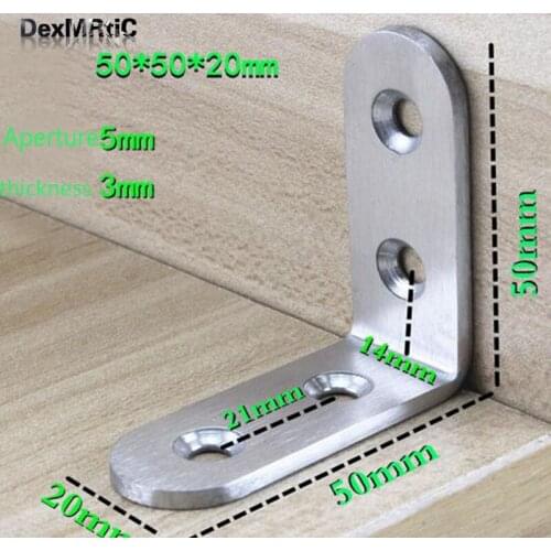 4pcs Stainless steel furniture Corner Brackets and Screws Furniture hardware fittings 90 degrees Connection accessories (50*50