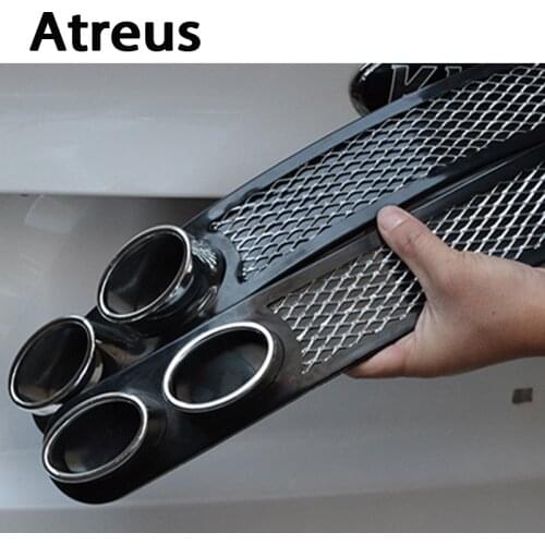 Atreus 2X 3D Automobiles Carbon Exhaust Car Sticker For Kia Ceed Hyundai Solaris Volvo Audi A3 Seat Leon Honda Civic Accessories