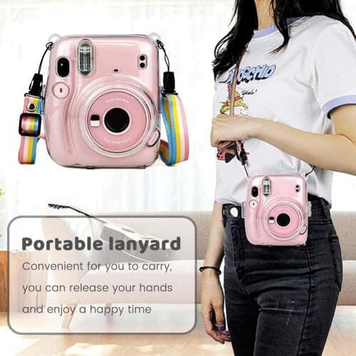 For Fujifilm Instax Mini 11 Camera case Dustproof Transparent Lightweight Protective Cover Practical with Shoulder Strap