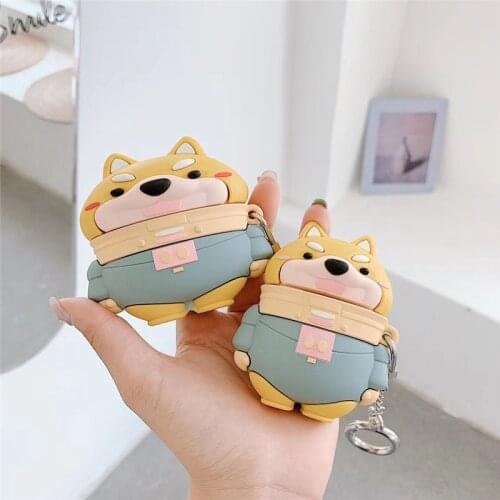 For 3d cute cartoon shiba inu dog airpods pro earpods case for apple airpods 1 2 3 outer space puppy wireless headphone box cove
