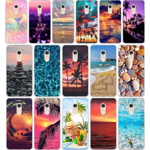 71AA summer Beach Scene at Sunset on sea Palm gift Soft Silicone Tpu Cover phone Case for Xiaomi Redmi 4A 4x Note 4 4x case