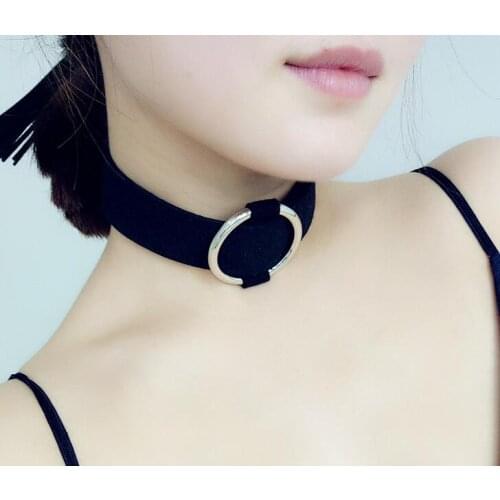 Black velvet fabric with metal closure fashion velvet choker necklace
