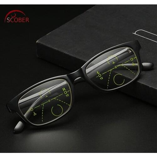 = SCOBER = Black classic vintage frame Intelligence Progressive Multifocal Commercial Reading Glasses Bifocal +1 +1.5 TO +4